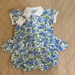 Ralph Lauren Blue and Green Floral Baby Romper